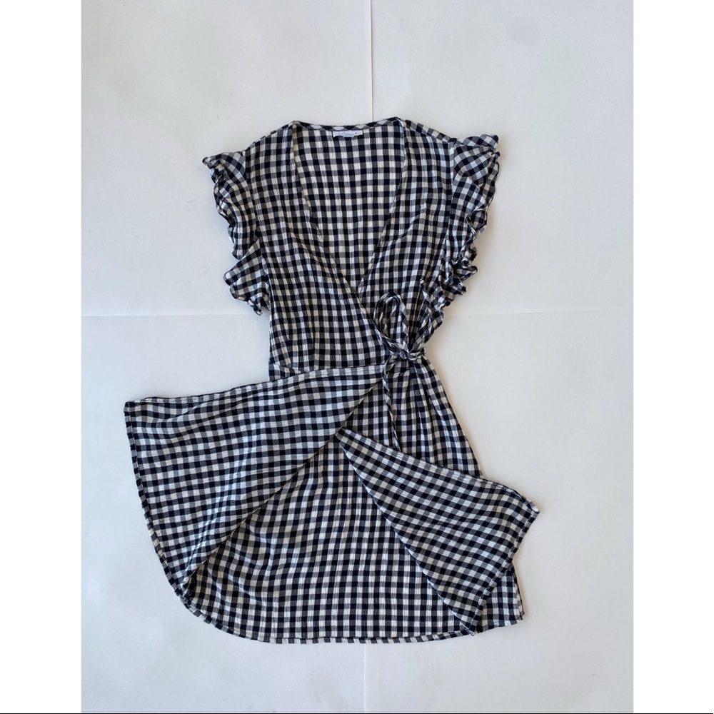 TopShop Gingham Ruffle Wrap Dress
